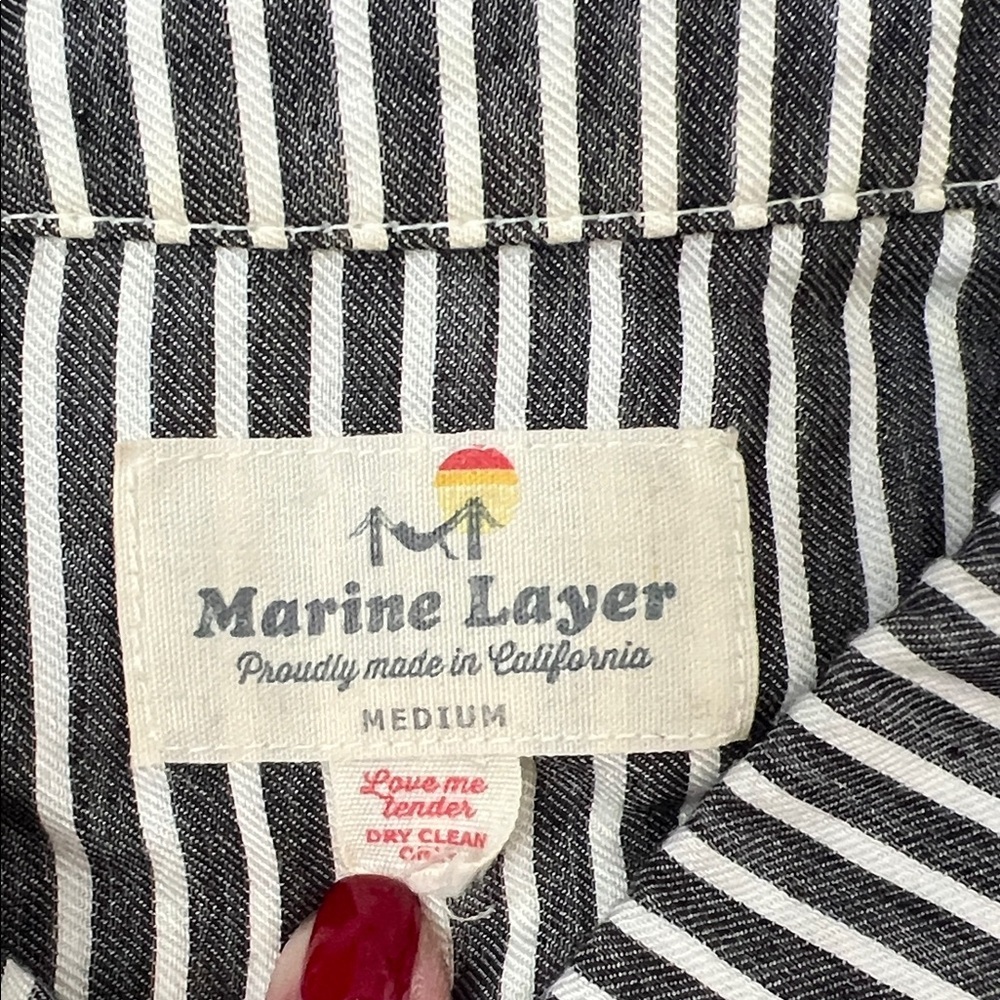 Grey and White Striped Marine Layer Shirt - Picture 2 of 4